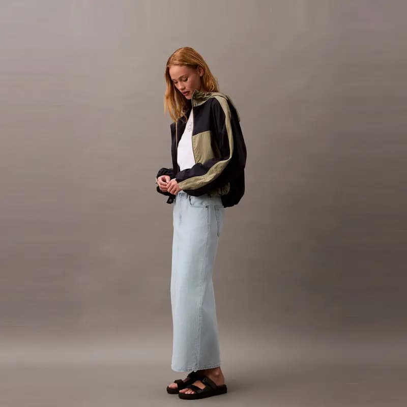 CALVIN KLEIN Denim Qadın Uzun Ətək Açıq Mavi 5