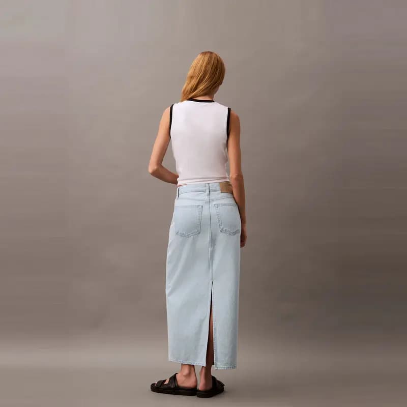 CALVIN KLEIN Denim Qadın Uzun Ətək Açıq Mavi 7