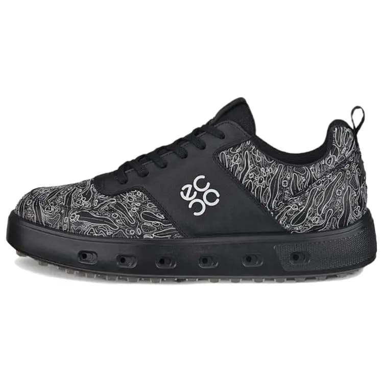 ECCO Street 720 Series Leather Comfortable Simple Low-Top Golf Shoes Men's Black