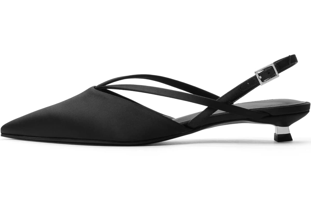 CHARLES&KEITH PU Fabric Pointed Toe V-Cut Low Heel Qadın Səndəli 2.5sm