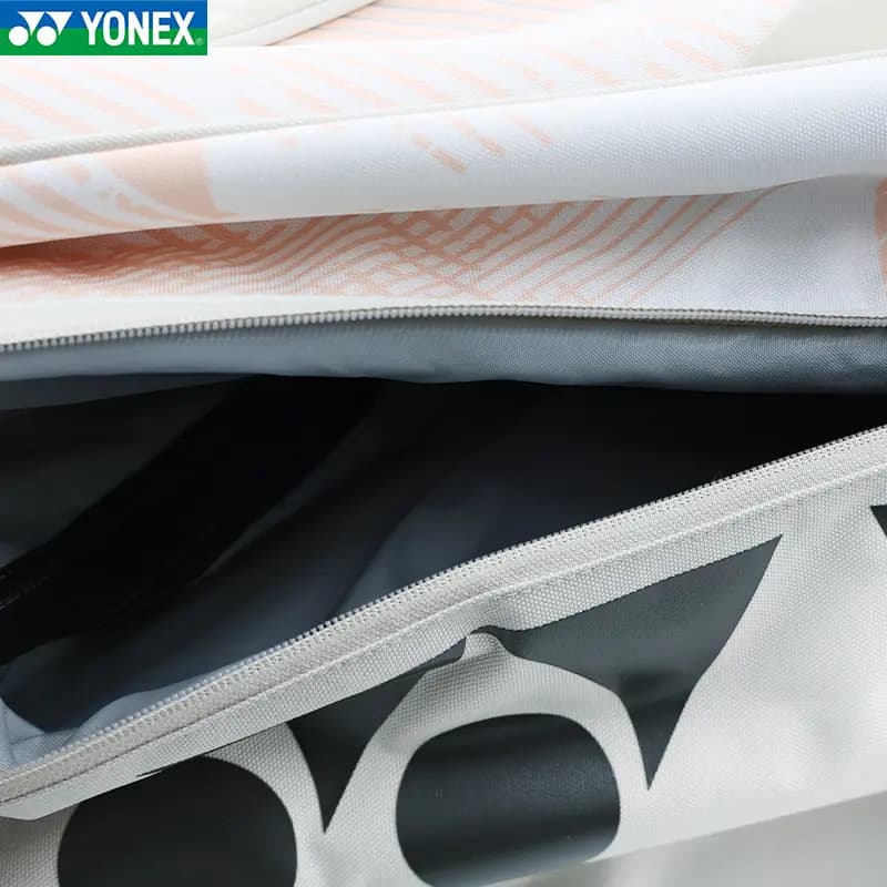 YONEX Large Capacity Water-Resistant Durable Badminton Racket Backpack Holds 5 Rackets Fabric & Synthetic Leather Unisex Sand Beige 5