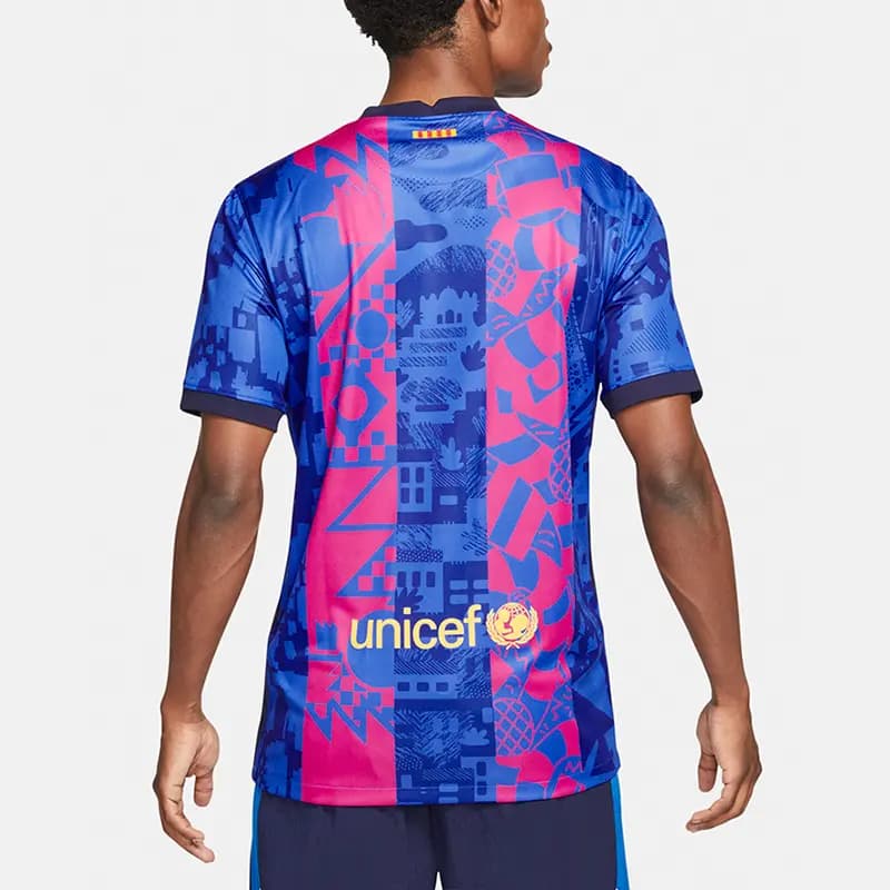 Nike Training Short Sleeve Soccer Jersey SW Fan Version 21-22 Season Barcelona Men's Blue 4