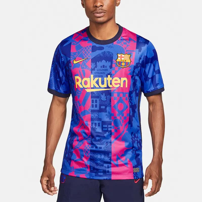 Nike Training Short Sleeve Soccer Jersey SW Fan Version 21-22 Season Barcelona Men's Blue 3