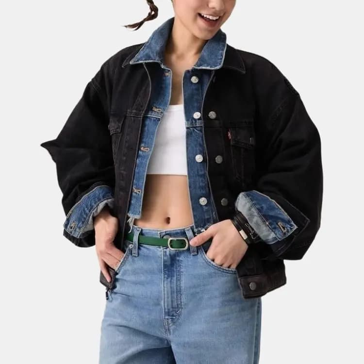 levi's Relaxed Color-Block Qadın Cins Pencəyi Qara 4