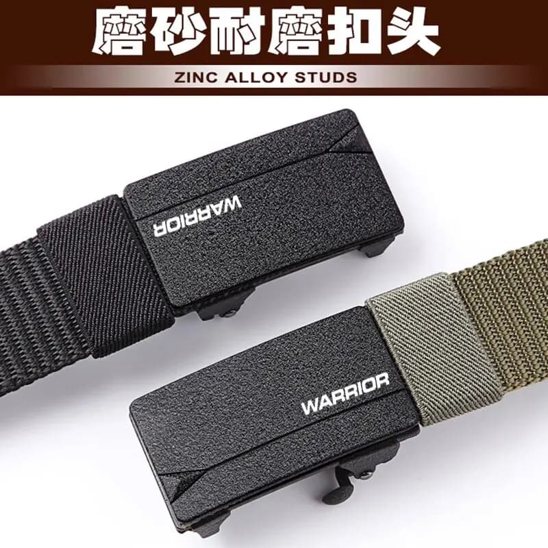 Warrior Belt Men's Casual Versatile Youth Automatic Buckle Durable Trendy Cargo Pants Belt Polyester Belt Men's Width 3.4cm 4