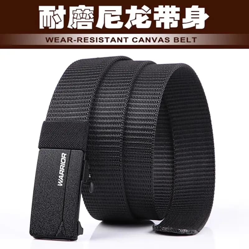 Warrior Belt Men's Casual Versatile Youth Automatic Buckle Durable Trendy Cargo Pants Belt Polyester Belt Men's Width 3.4cm 5