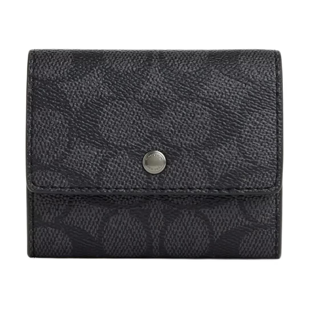 COACH Signature Coated Canvas Pulqabı Kişi Kömür/Qara