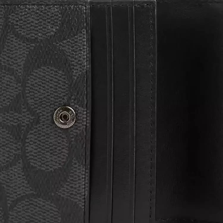 COACH Signature Coated Canvas Pulqabı Kişi Kömür/Qara 4