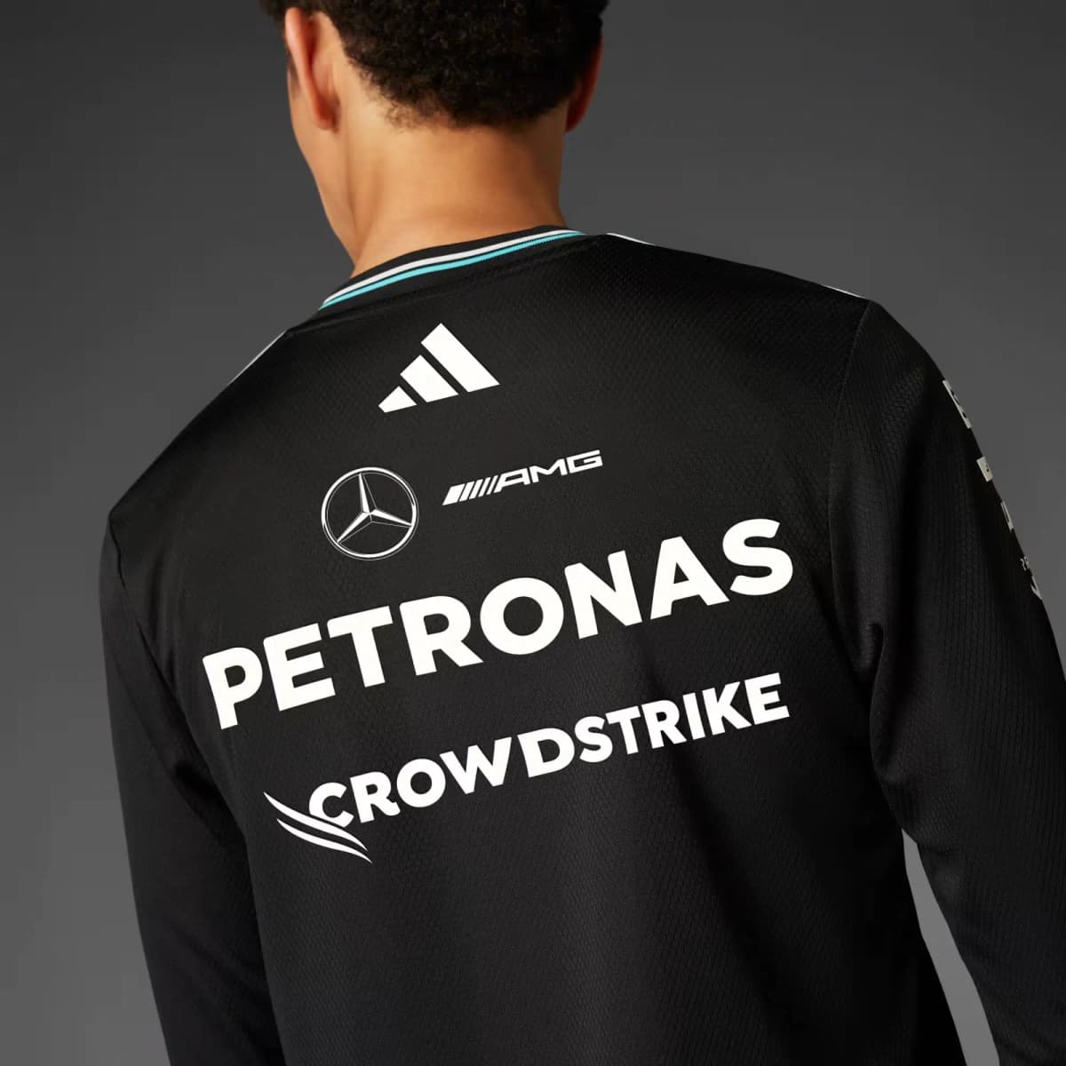 adidas x MERCEDES-AMG Collaboration AEROREADY SS25 PETRONAS F1 Formula One Team Casual Slim Fit Comfort Long Sleeve Racing T-Shirt Men's Black 5