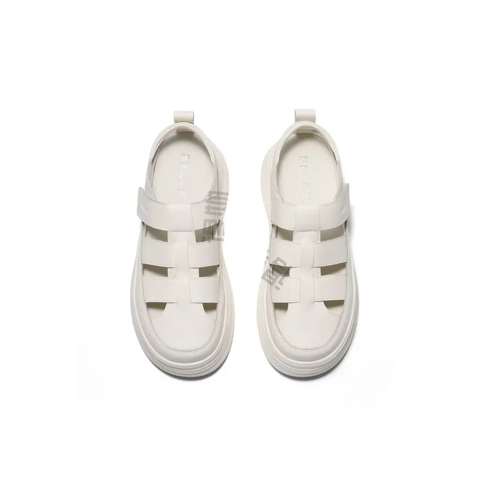 Belle Closed-Toe Chunky Platform Espadrille White Shoes Comfort Trendy Breathable Versatile Roman Sandals 4.5CM Women's Beige 3