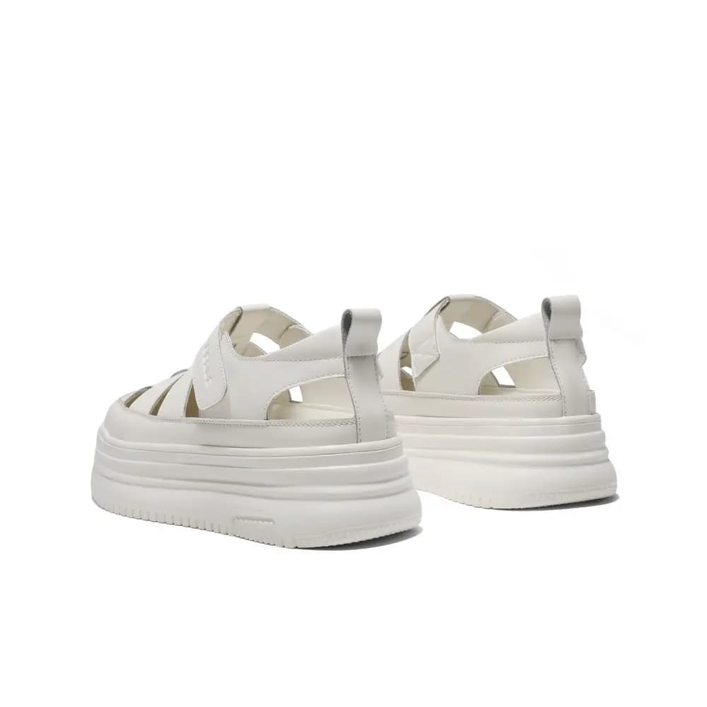 Belle Closed-Toe Chunky Platform Espadrille White Shoes Comfort Trendy Breathable Versatile Roman Sandals 4.5CM Women's Beige 4