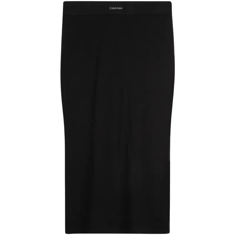CALVIN KLEIN Modern Ribbed Bodycon Uzun Don Qadın 8