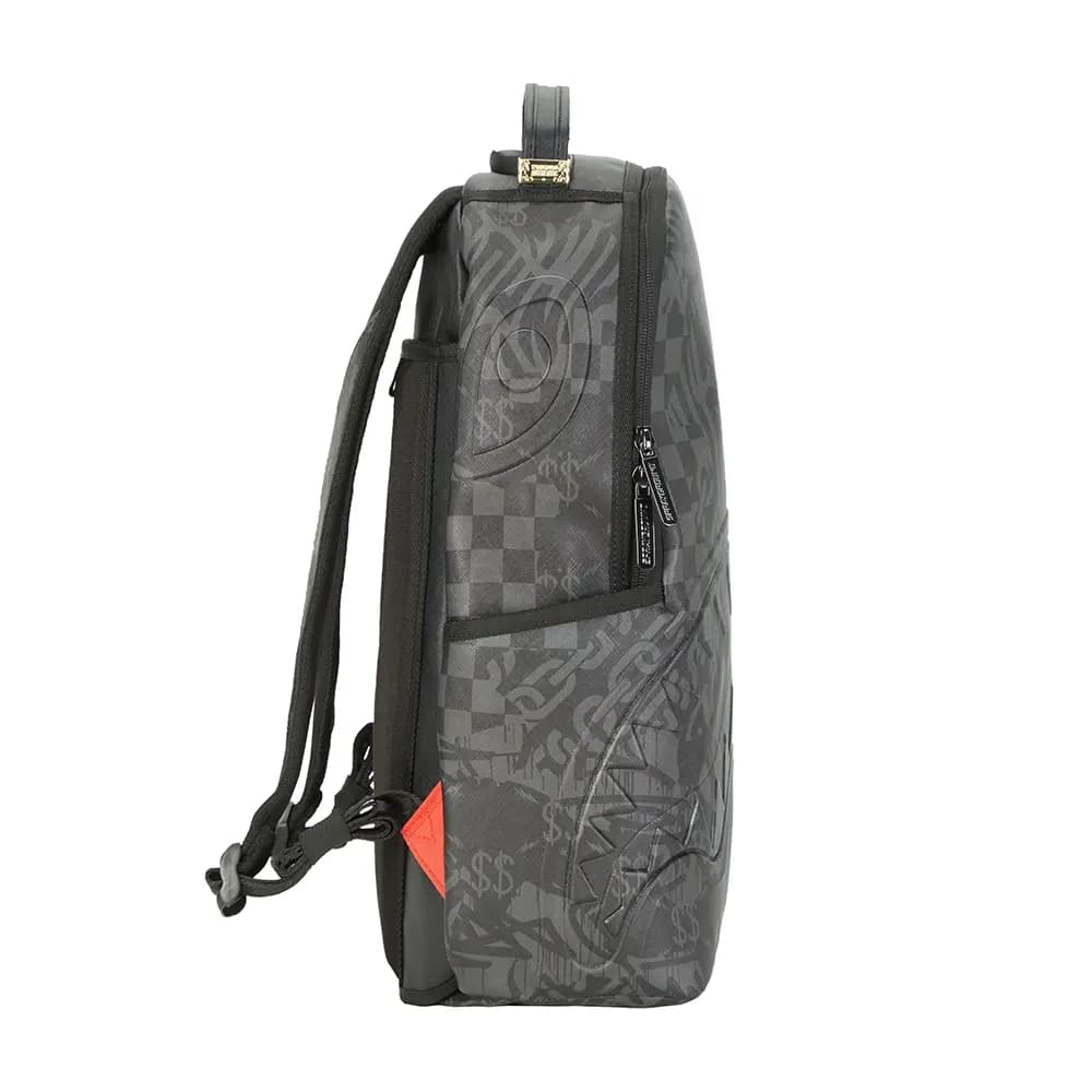 SPRAYGROUND Shark Large Logo Shark Mouth American Dollar Graffiti Print PVC (Polyvinyl Chloride) Backpack Unisex Black 2