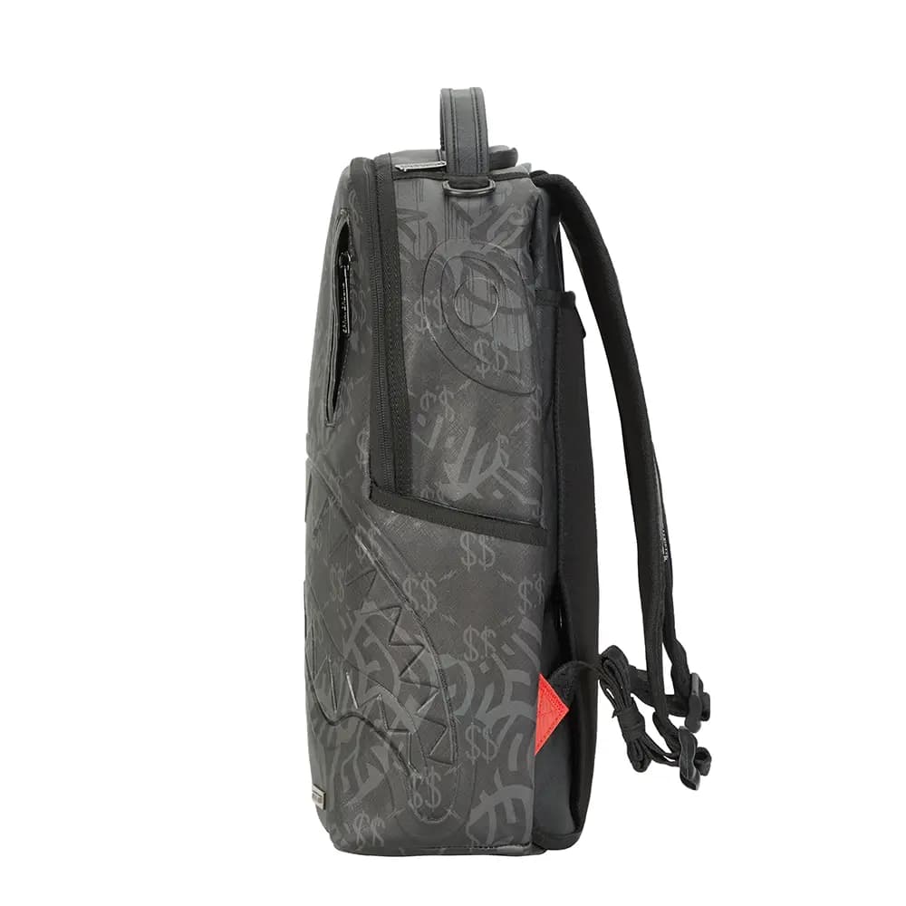 SPRAYGROUND Shark Large Logo Shark Mouth American Dollar Graffiti Print PVC (Polyvinyl Chloride) Backpack Unisex Black 4