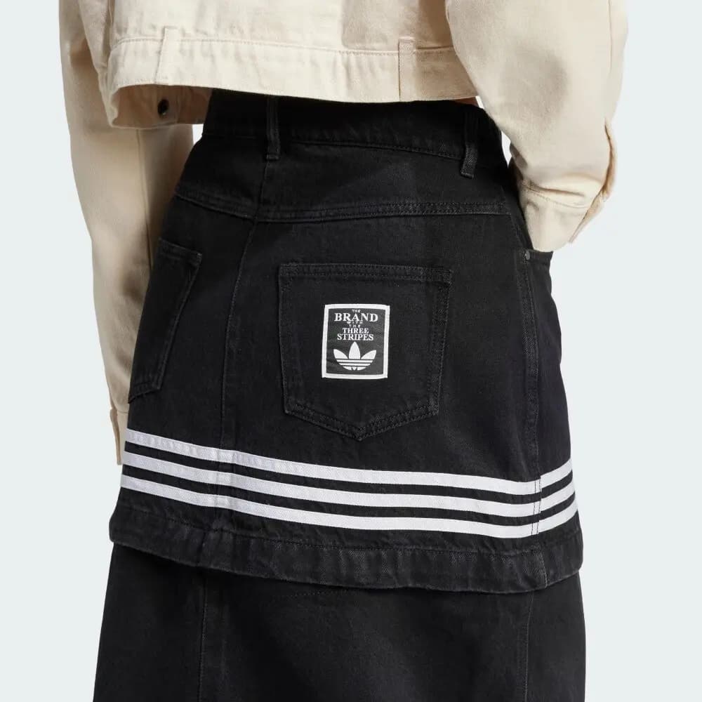 adidas Originals Street Wander Denim Qadın Maksi Ətəyi Denim Qara 4