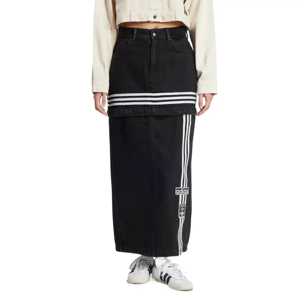 adidas Originals Street Wander Denim Qadın Maksi Ətəyi Denim Qara