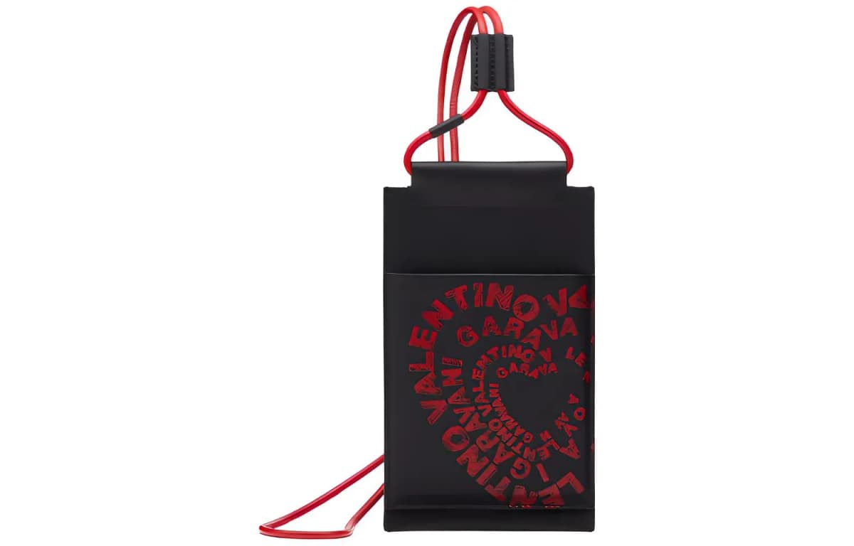 Valentino AMORE Print Micro Logo Cow Leather AMORE Print Men's Black