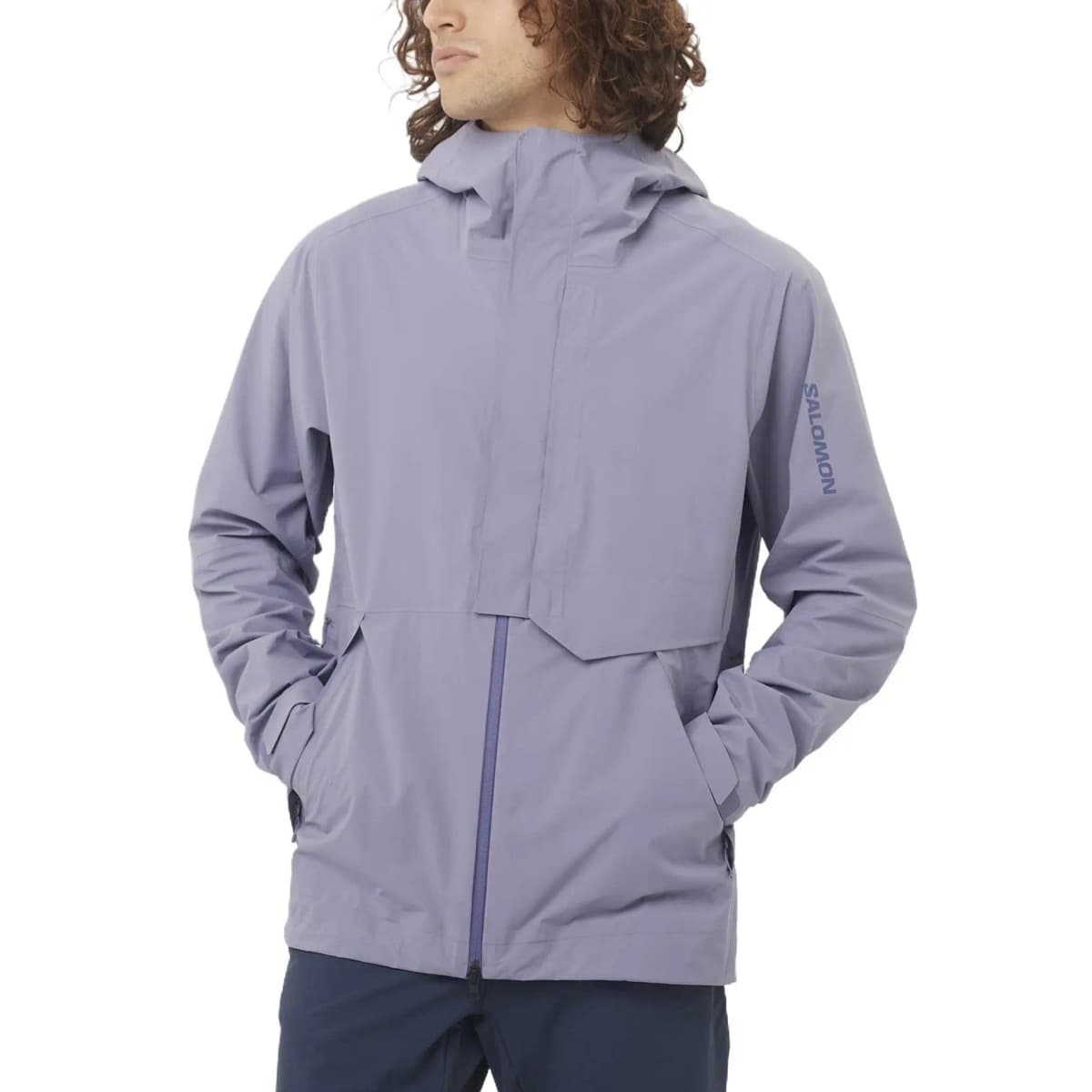 SALOMON OUTERPATH Waterproof Breathable Lightweight Comfortable Hiking Jacket Men's Blue Purple