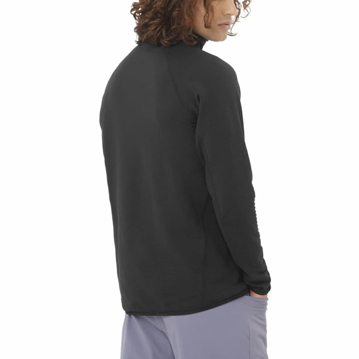 SALOMON ESSENTIAL LIGHTWARM Comfort Solid Color Breathable Long Sleeve Hiking Jacket Men's Black 2