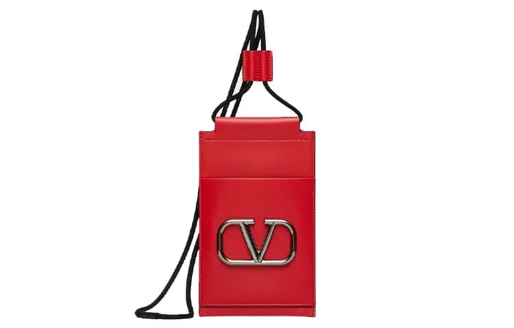 Valentino GARAVANI VLogo Signature Lanyard Calfskin Phone Pouch Regular Men's Red