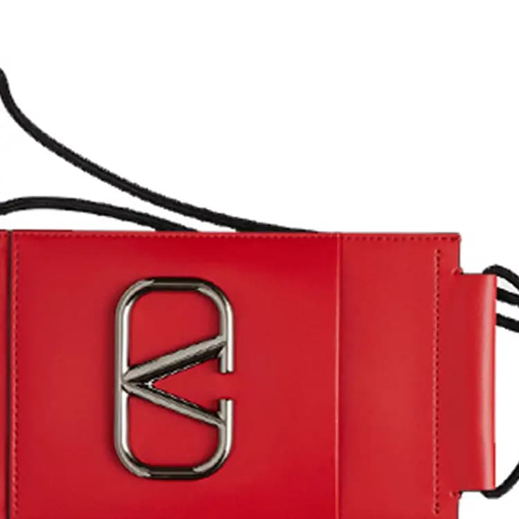 Valentino GARAVANI VLogo Signature Lanyard Dəri Telefon Çantası Kişi Qırmızı 3