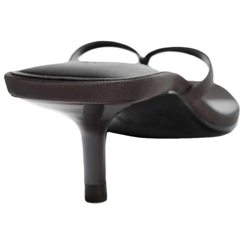 ZARA Commute Versatile Streetwear Satin Mid-Heel Thong Slide Sandals Slip-Resistant Flip Flops Women's Brown 5