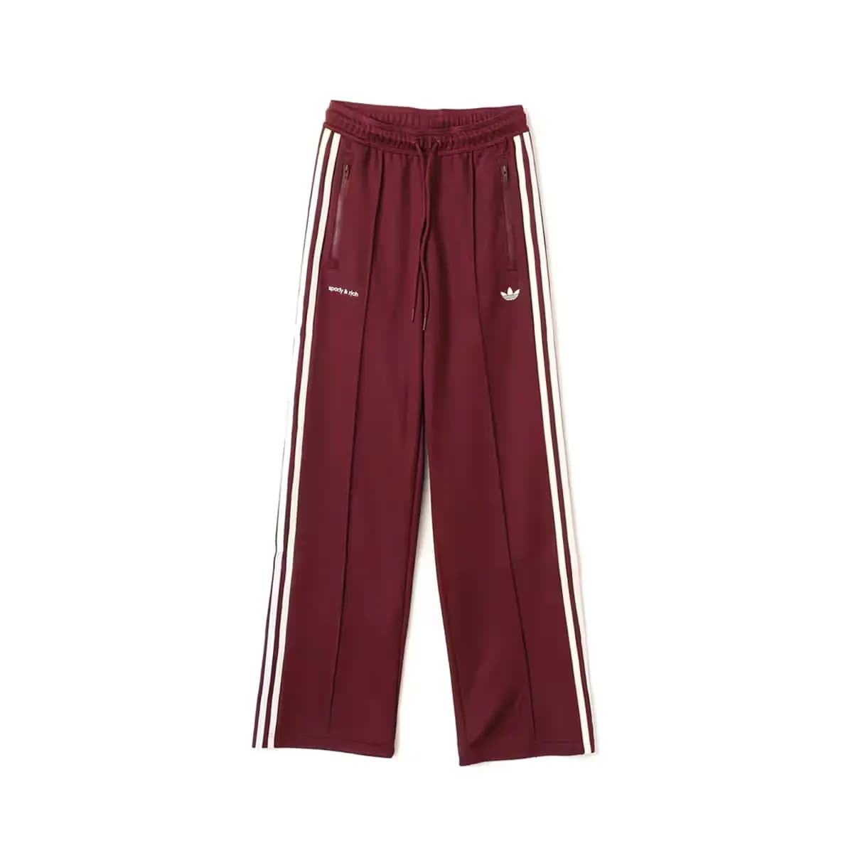 adidas originals x Sporty & Rich Collaboration SS25 Fashion Comfort Stripe Track Pants Unisex Burgundy