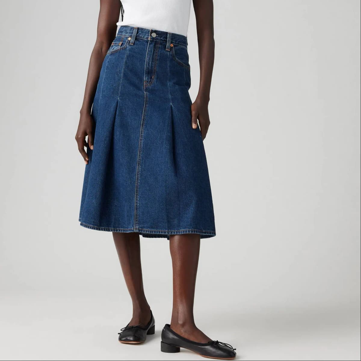 Levi's Denim Uzun Ətək Qadın Tünd Mavi 3