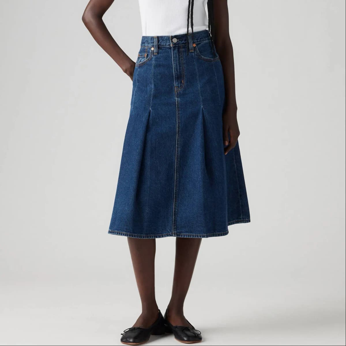 Levi's Denim Uzun Ətək Qadın Tünd Mavi 4