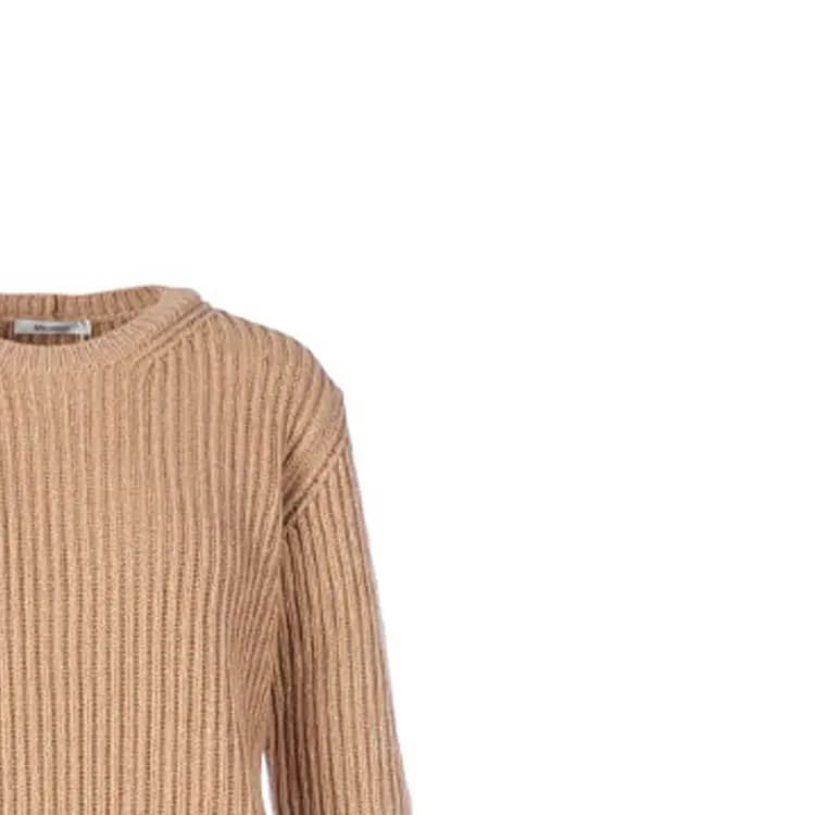MaxMara Wool Knit Fringed Hem Pullover Sweater Women's Camel 4