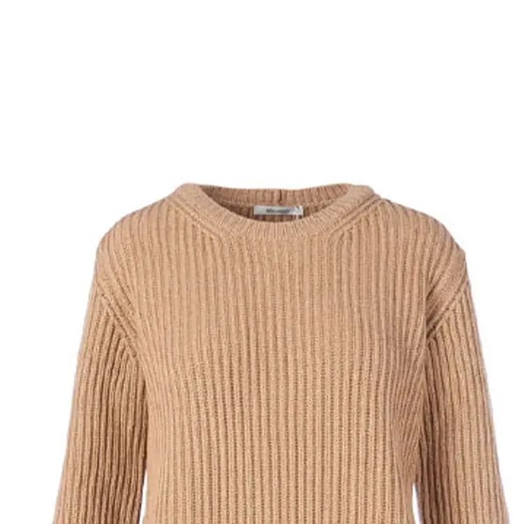 MaxMara Wool Knit Fringed Hem Pullover Sweater Women's Camel 5