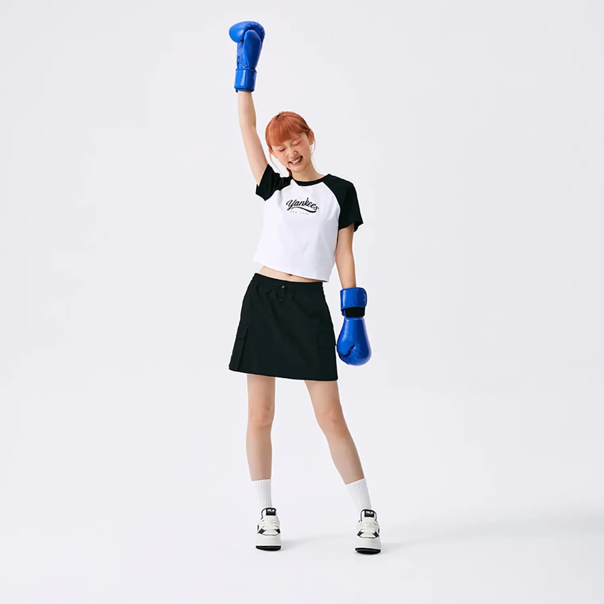MLB New York Yankees Basic Series SS25 Cool Comfort Versatile Multi-Pocket Practical Minimalist High-Waist Classic Logo Tie Sport Casual Short Skirt Utility Skirt Women's Black 5