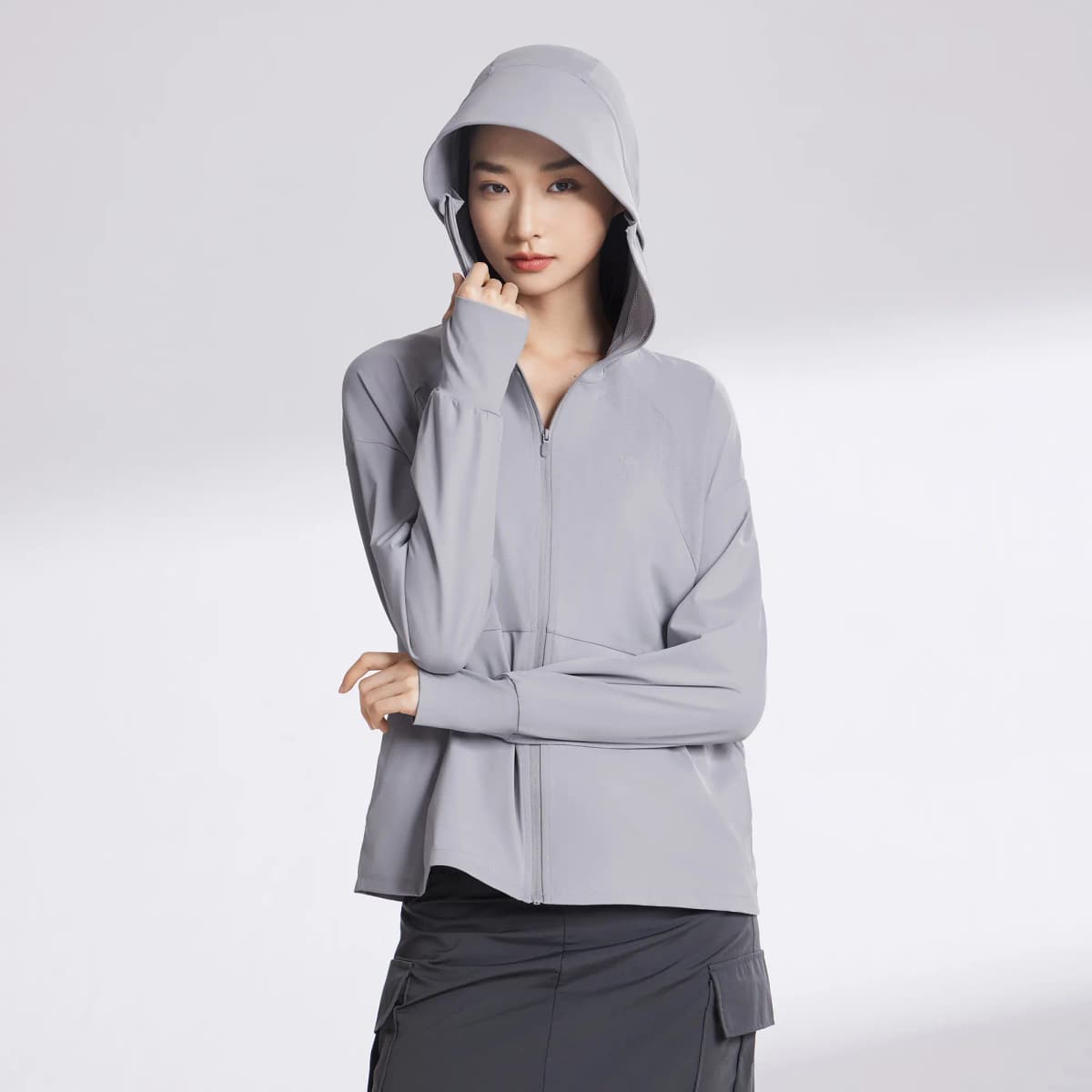 CAMEL Jelly Series Lightweight Breathable Quick-Dry Cool Feeling Original Yarn UPF1000+ Stretch Hooded Sun Protection Jacket Women's 19