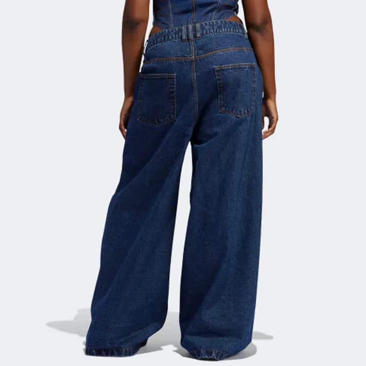 Adidas Originals Ivy Park Qadın Wide Leg Cins Şalvar Tünd Denim 4