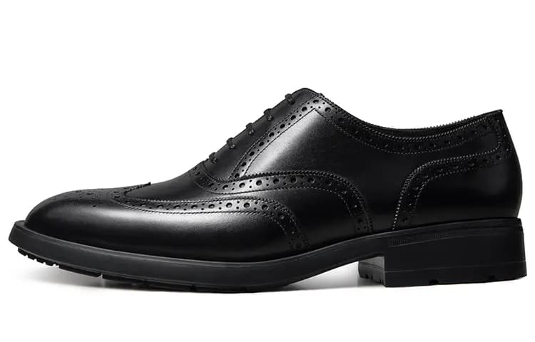 THOM WILLS Handmade Brogue Dress Shoes Men's Black