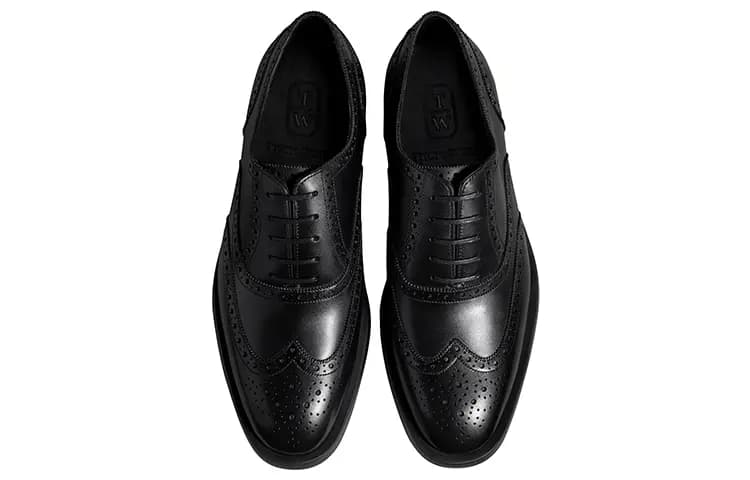 THOM WILLS Handmade Brogue Dress Shoes Men's Black 3