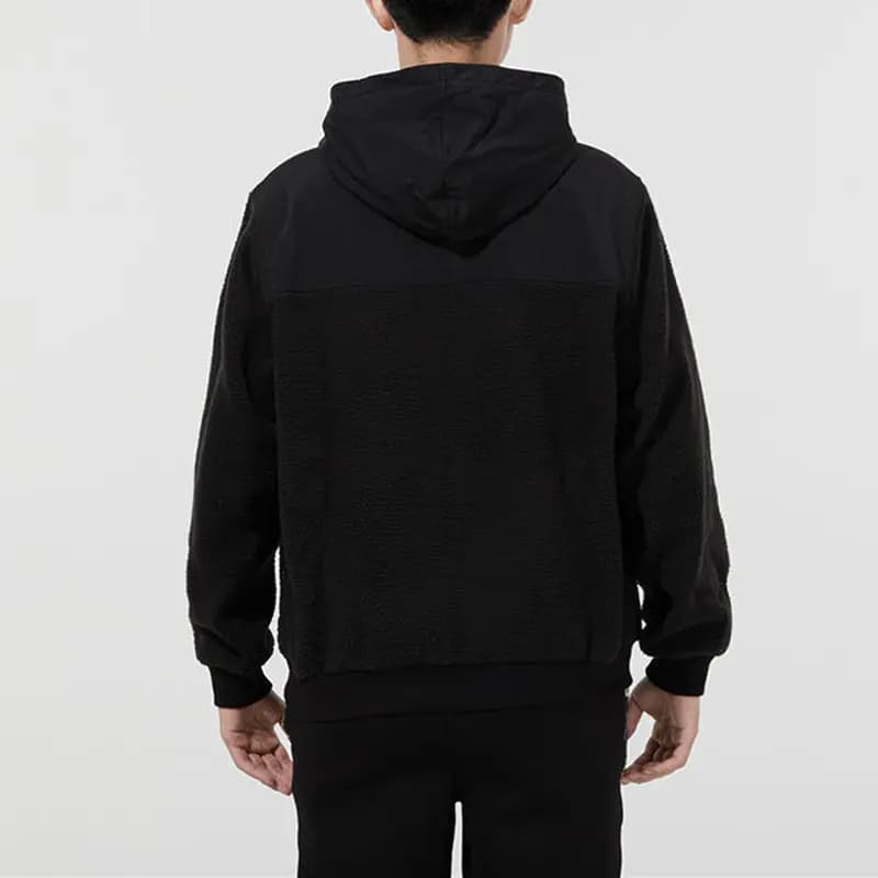 Puma Faux Shearling Warm Hooded Logo Jacket Men's Black 4