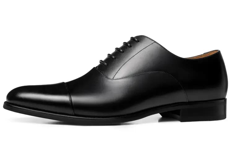 THOM WILLS British Style Calfskin Oxford Shoes Breathable Comfortable Business Commute Handmade Dress Shoes Men's Black