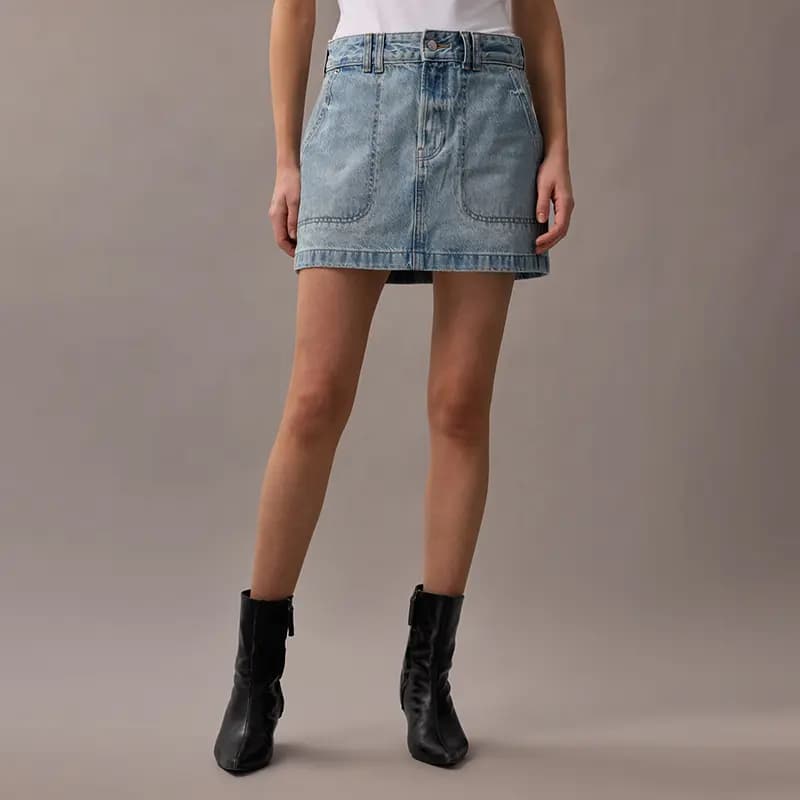 CALVIN KLEIN Qadın Denim Ətək Açıq Mavi 6