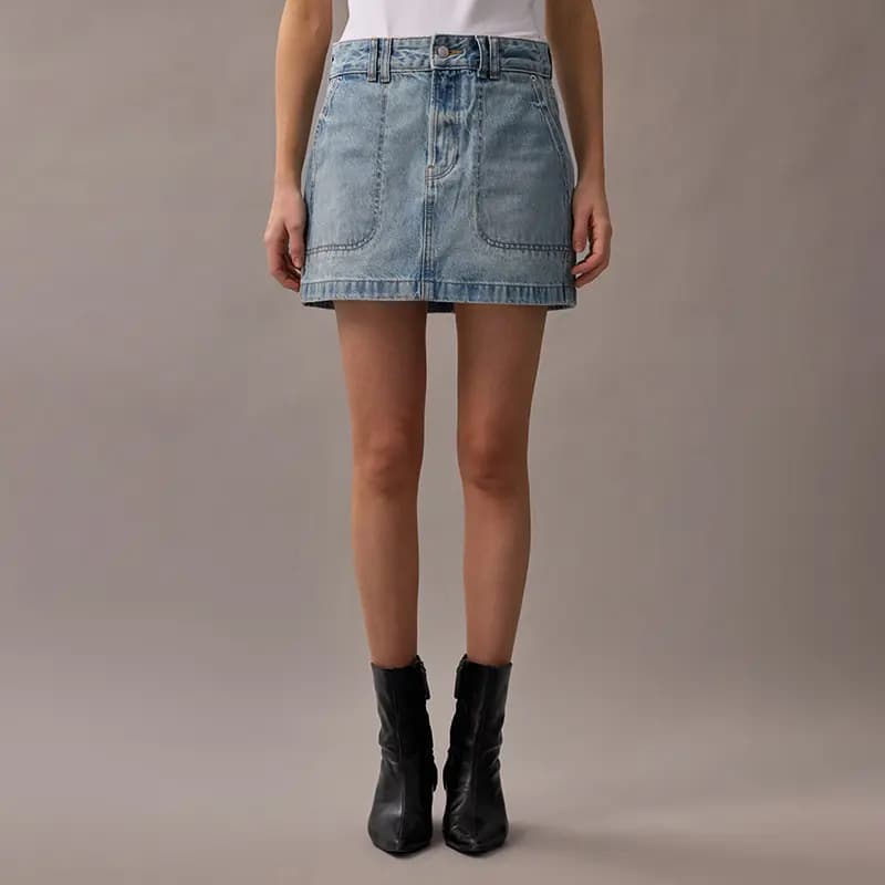 CALVIN KLEIN Qadın Denim Ətək Açıq Mavi 7