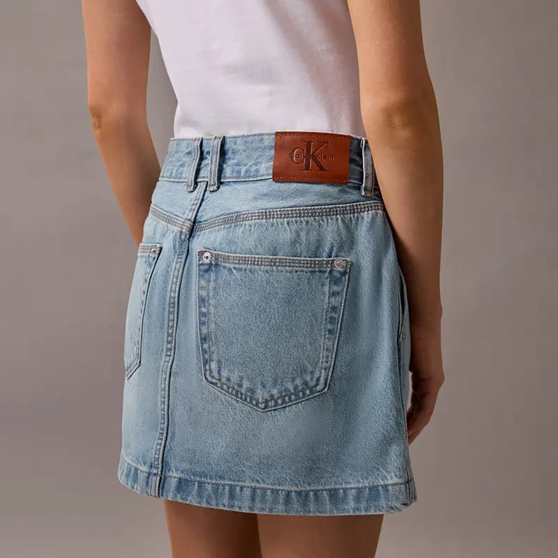 CALVIN KLEIN Qadın Denim Ətək Açıq Mavi 5