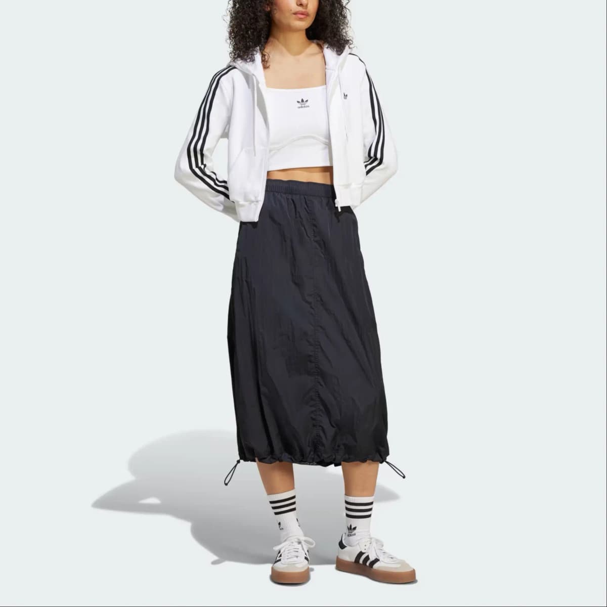 adidas originals SS25 WOVEN MID SKIRT Qadın Uzun Ətək Qara 3