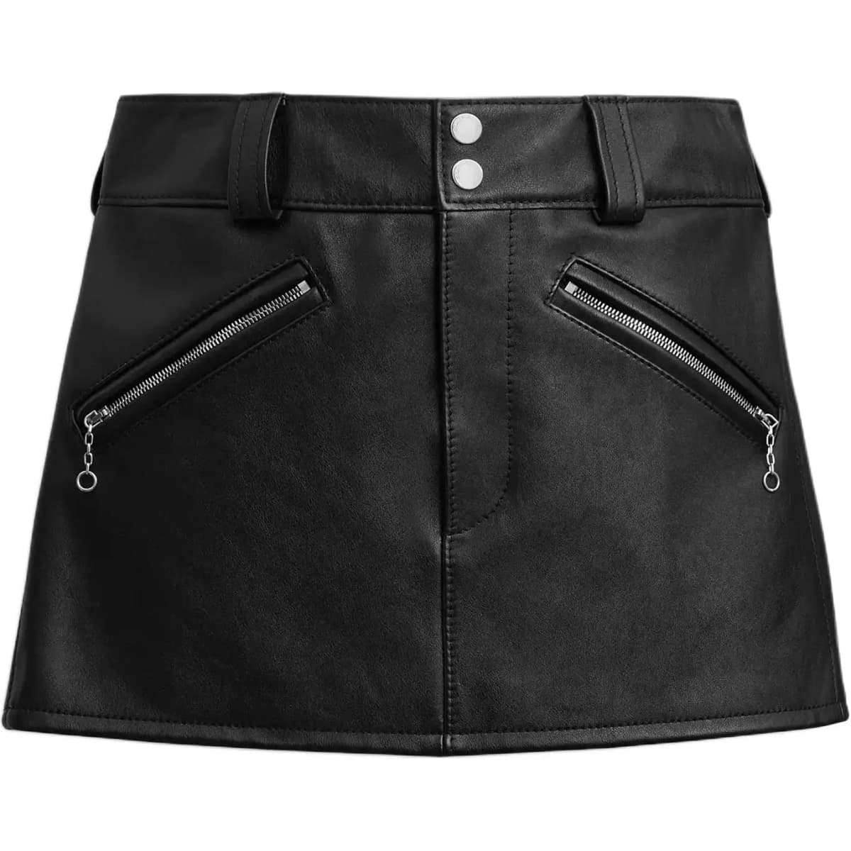 COACH SS25 Qadın Dəri Mini Ətək Qara