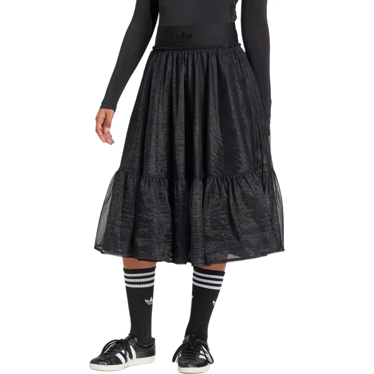 adidas originals Tulle Waistband Maxi Skirt Qadın Uzun Ətək Qara 2