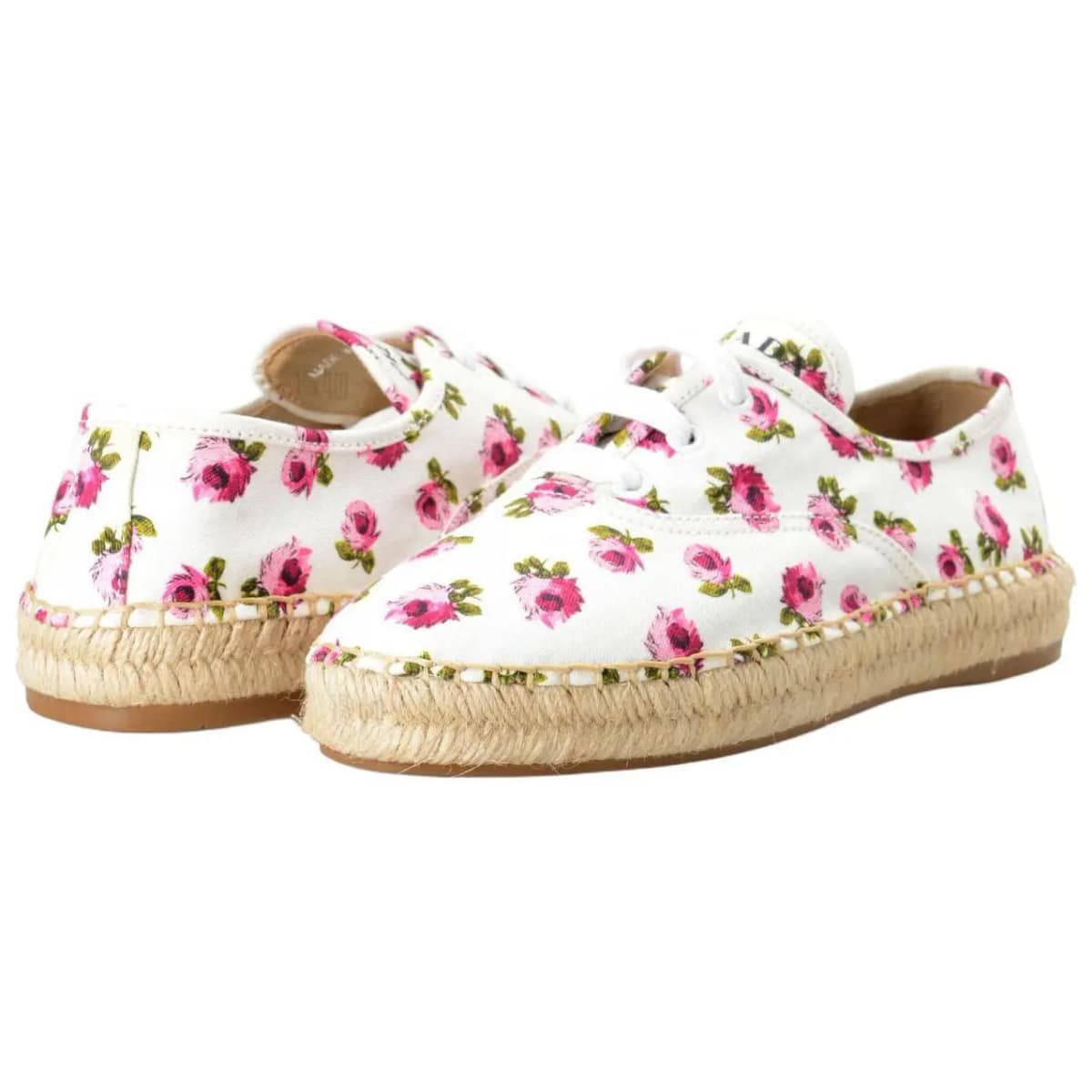 PRADA Flats Lace-Up Fisherman Shoes Women's White-Red 3