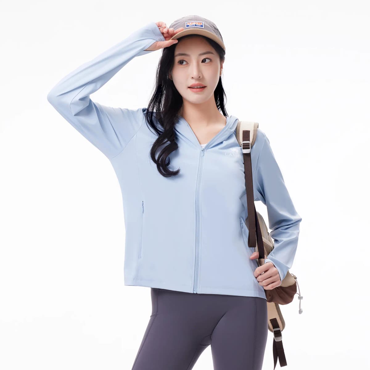CAMEL Jelly Series Ice Mint Original Yarn UPF2000+ Heat-Blocking Breathable Cooling Hooded Sun Protection Jacket Women's 5