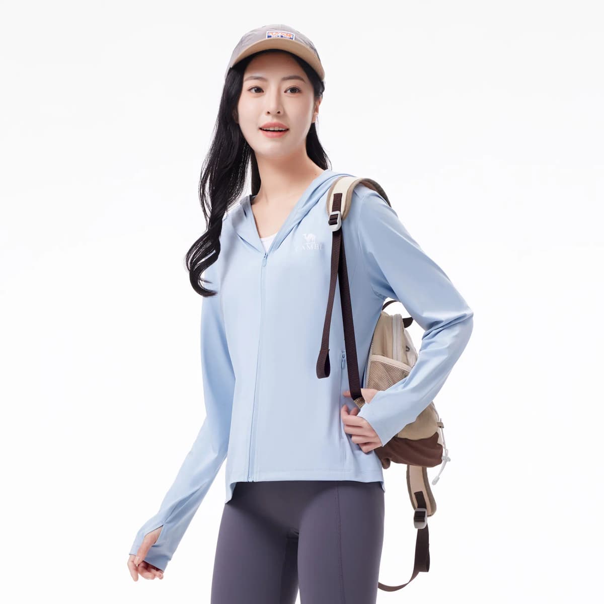 CAMEL Jelly Series Ice Mint Original Yarn UPF2000+ Heat-Blocking Breathable Cooling Hooded Sun Protection Jacket Women's 6