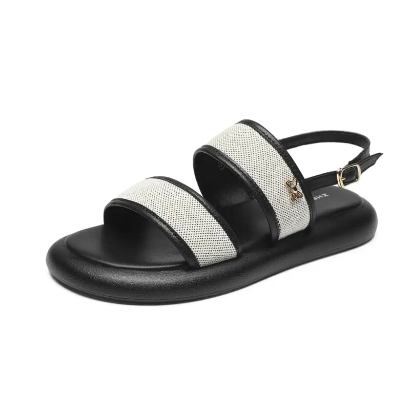 ZHR Seaside Holiday Travel Outfit Ethnic Print Trendy Personality Unique Design Elegant Yama Style Embroidery Craft Outdoor Travel Slip-Resistant Comfortable Simple Soft Casual Versatile Open-Toe Single Strap Sandals Women's 9