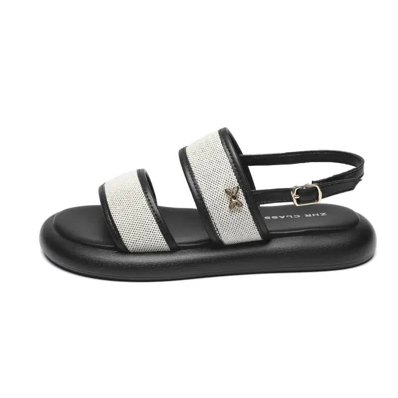 ZHR Seaside Holiday Travel Outfit Ethnic Print Trendy Personality Unique Design Elegant Yama Style Embroidery Craft Outdoor Travel Slip-Resistant Comfortable Simple Soft Casual Versatile Open-Toe Single Strap Sandals Women's 8