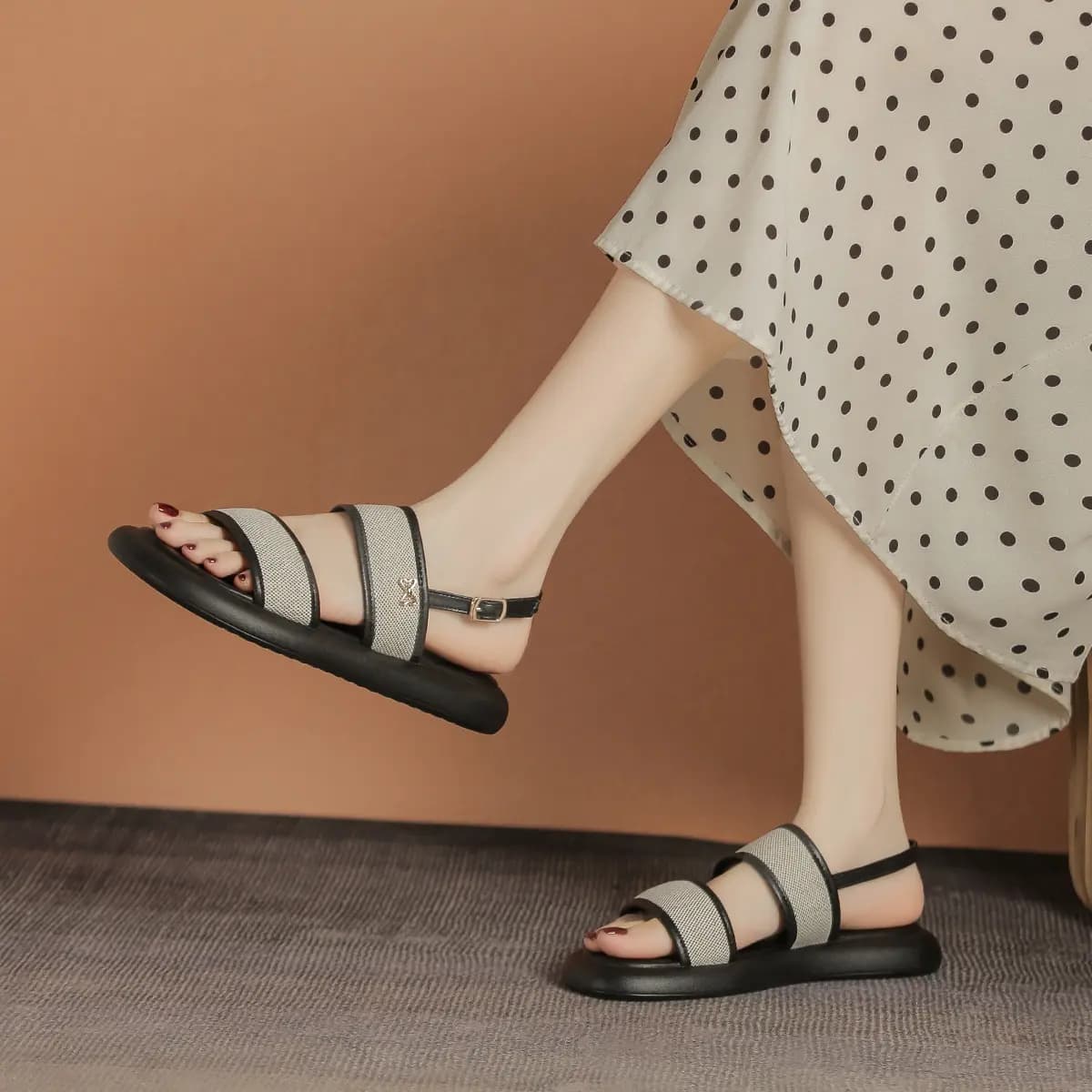 ZHR Seaside Holiday Travel Outfit Ethnic Print Trendy Personality Unique Design Elegant Yama Style Embroidery Craft Outdoor Travel Slip-Resistant Comfortable Simple Soft Casual Versatile Open-Toe Single Strap Sandals Women's 11